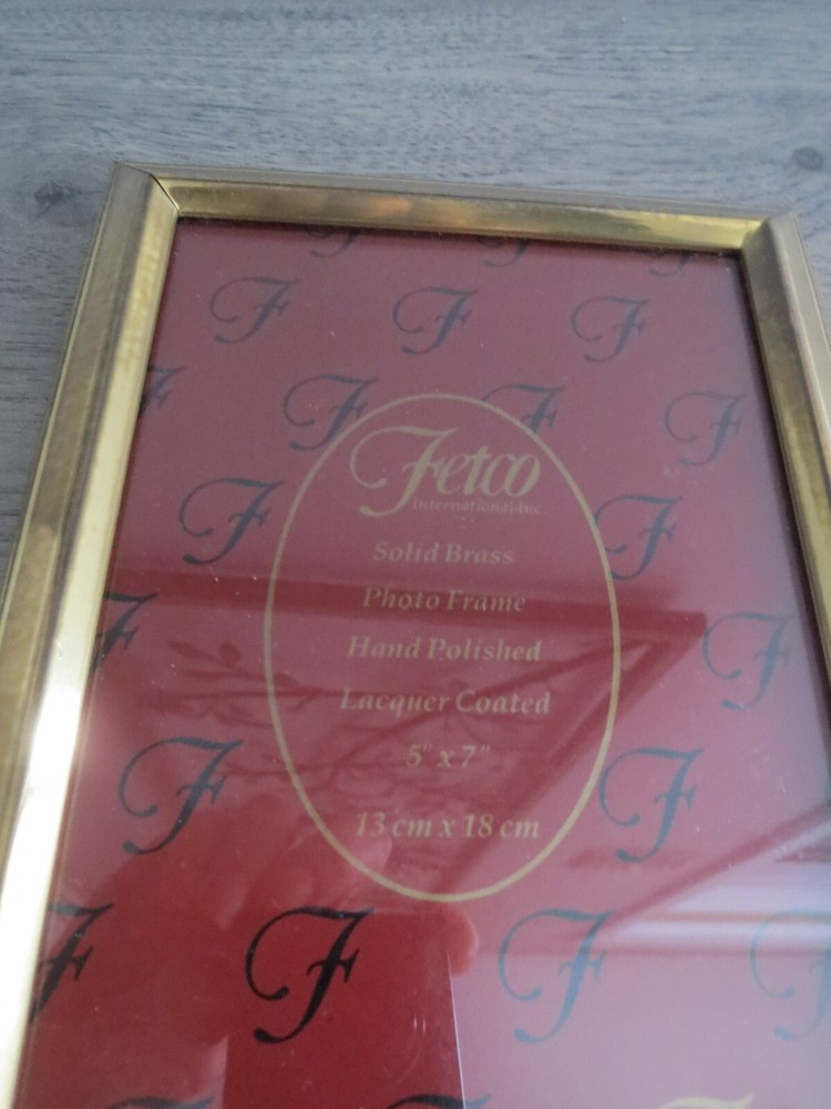 Vintage Fetco Solid Brass Photo Frame Hand Polished Laquer Coated 5"X7" Preowned