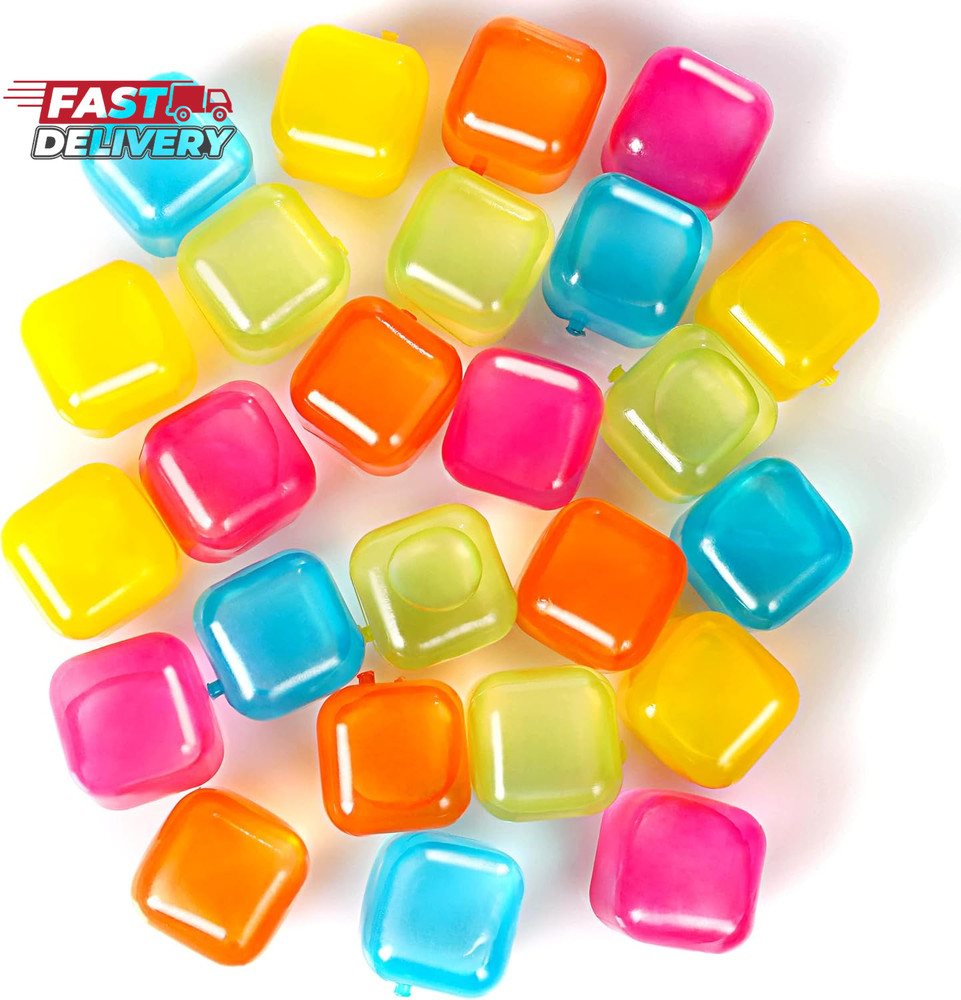Reusable Ice Cube Plastic Ice Cubes 25 Pack Colorful Refreezable Icecubes for Dr