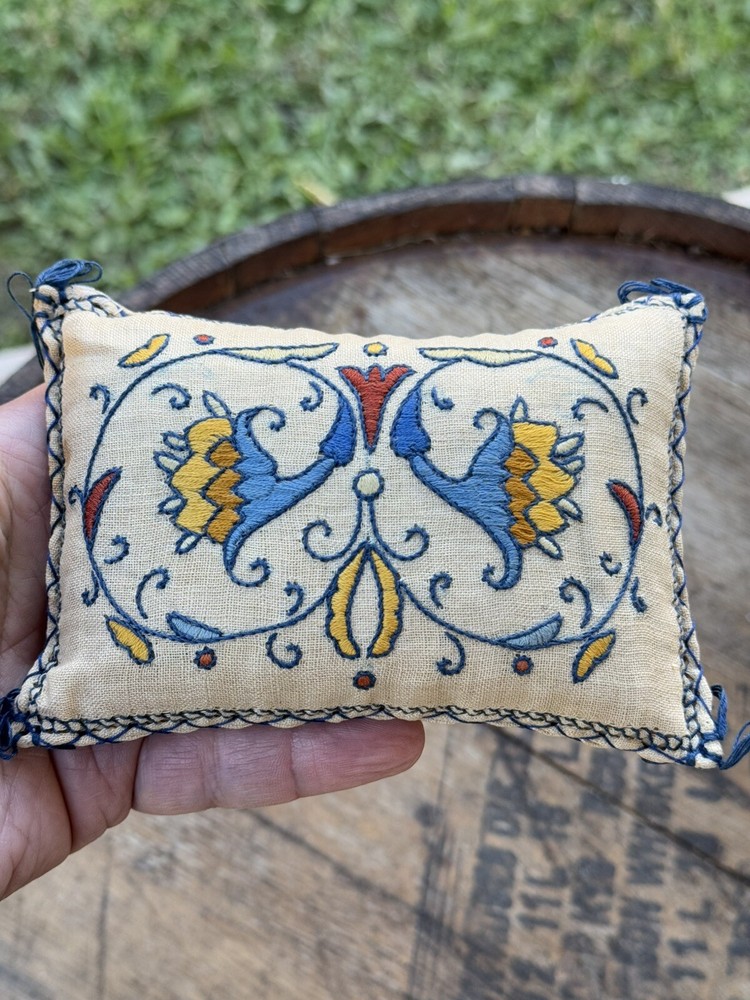 Antique Crewel Work Pin Cushion