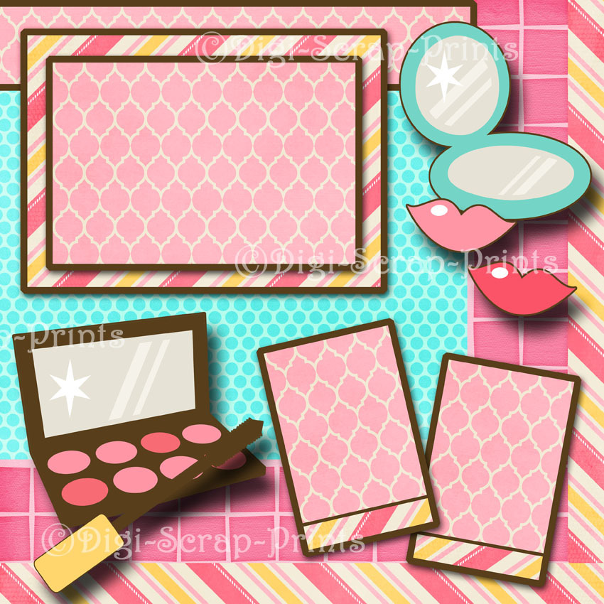 HELLO GORGEOUS girl 2 premade scrapbook pages paper piecing layout ~BY DIGISCRAP