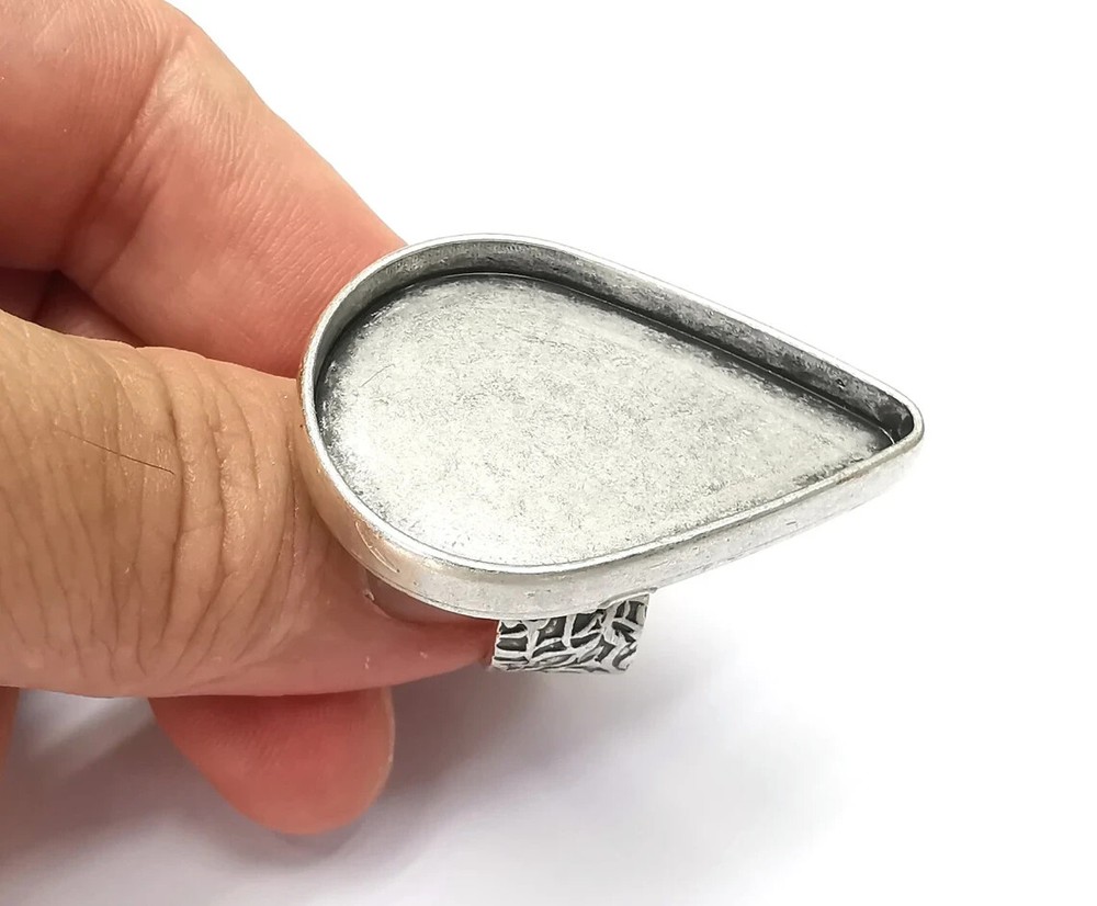 Drop Ring, Ring Blank Setting, Cabochon Mounting, Adjustable Resin Base Bezels