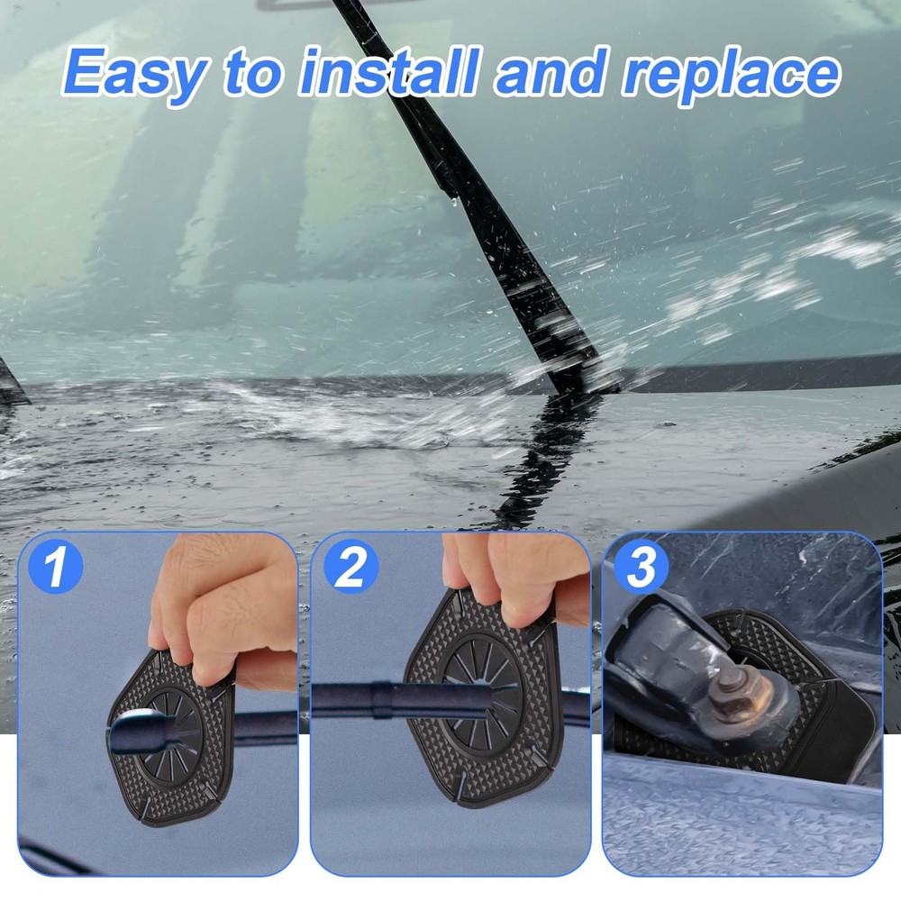 6pcs Windshield Wiper Hole Covers, Black Rubber Windshield Wipers Arm Hole Co...