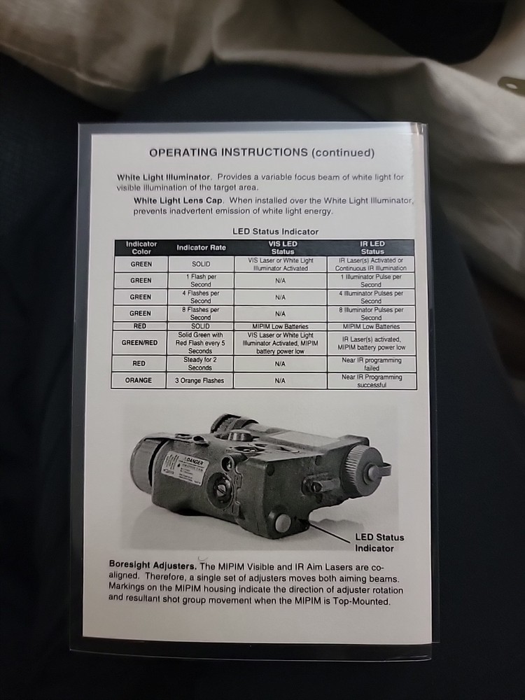 AN/PEQ-16A Pouch,Tech Manual, Laminated Card+Pattern diffusers+straps NEW+AFAK