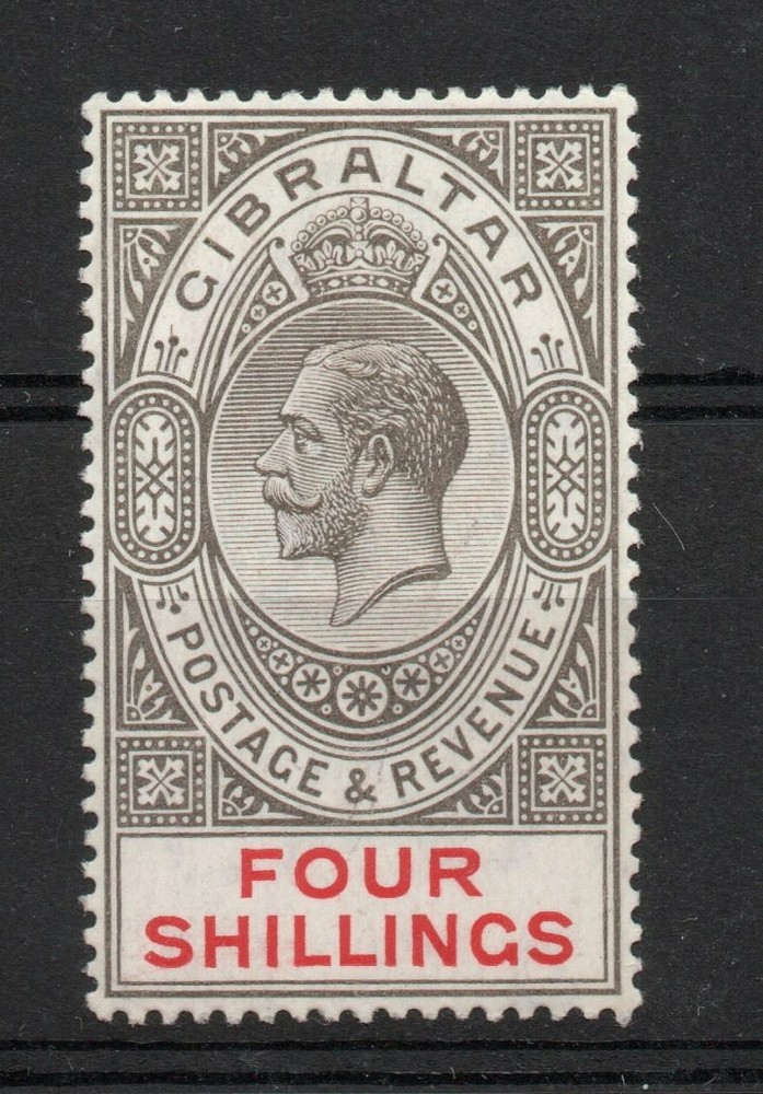 GIBRALTAR SG 83 1912 GV 4/- FINE  MOUNTED MINT