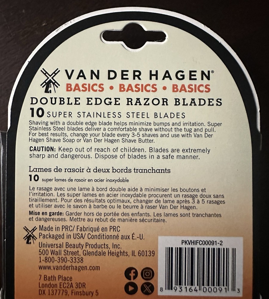 VAN DER HAGEN BASIC DOUBLE EDGE RAZOR BLADES
