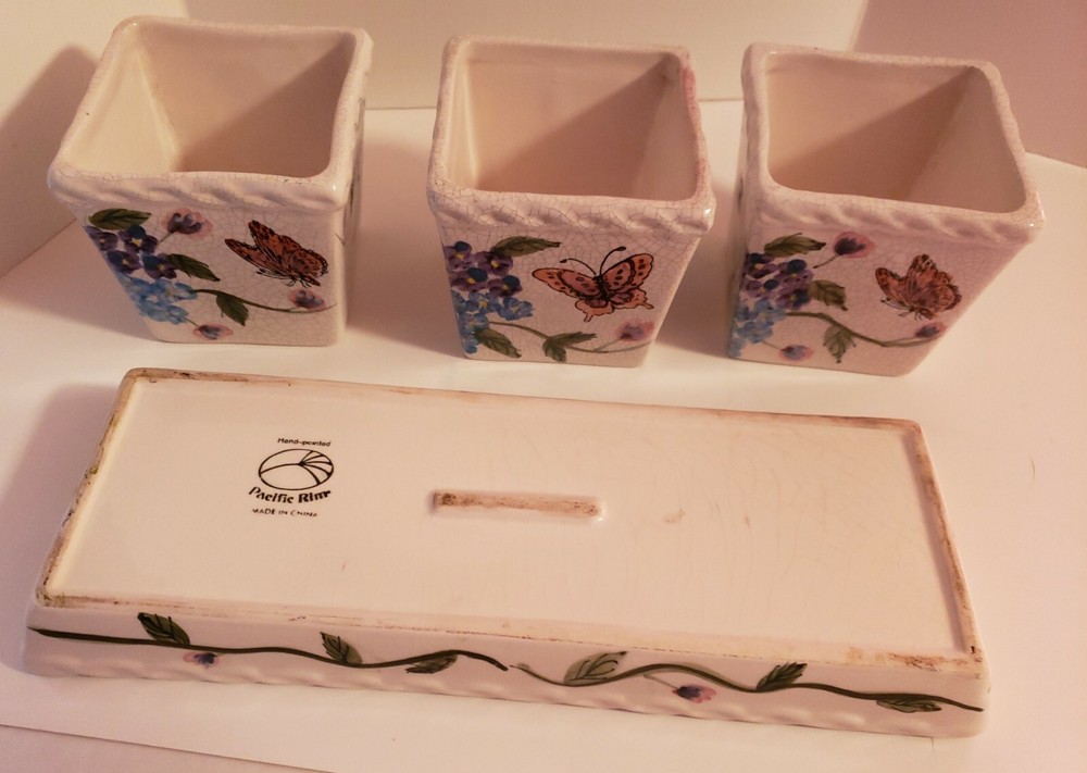 PACIFIC RIM HAND-PAINTED PLANTERS OR DECORATIVE CERAMIC SET - CHINA