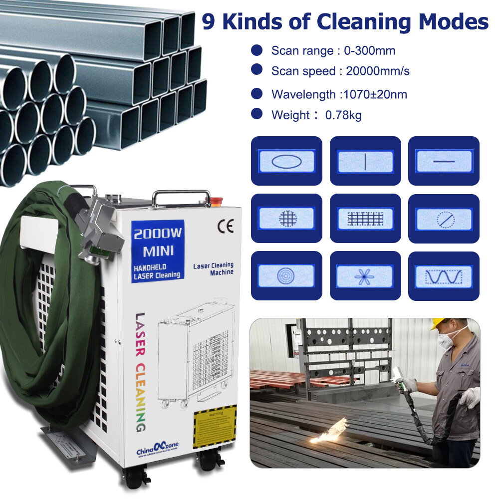 BWT 2000W Laser Rust Removal Machine Handheld Laser Cleaning Double Pendulum