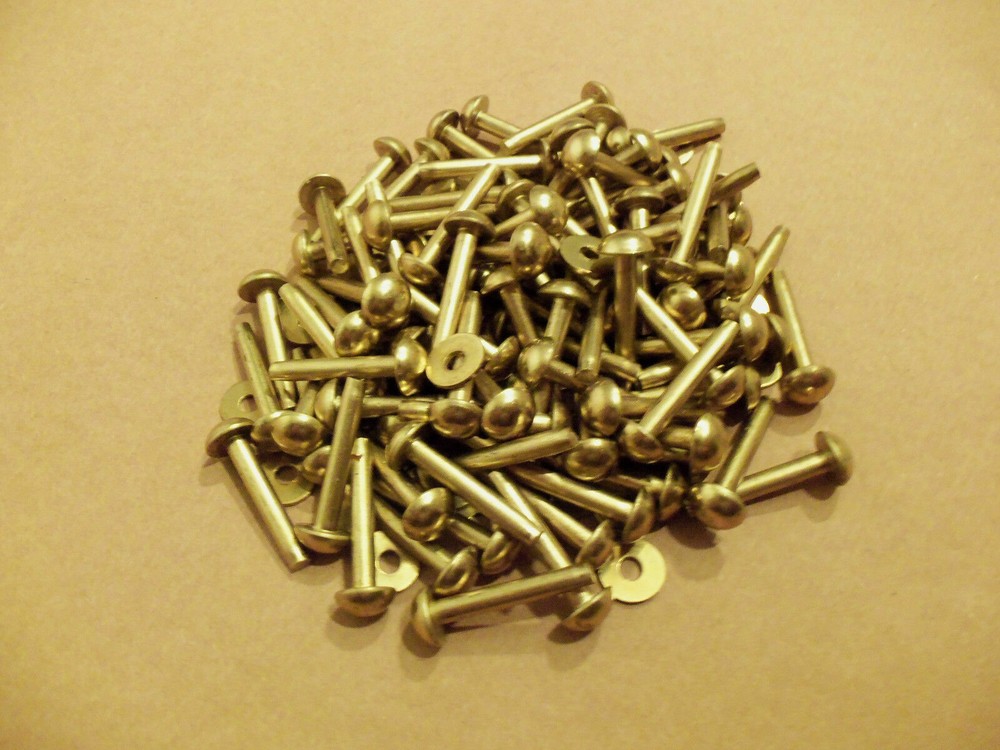 Solid Brass Round Head Rivets & Burrs 1" 9 gauge SCA (1 Pound)