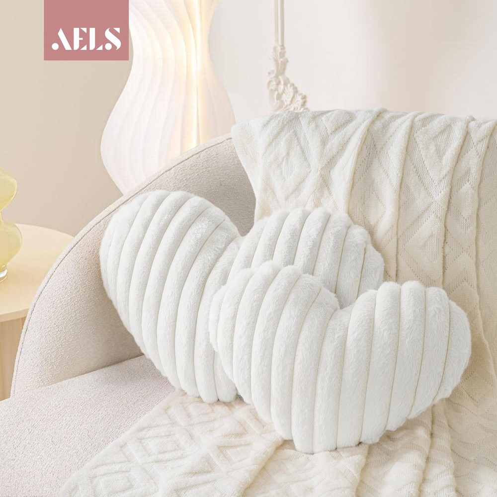 AELS Heart Shaped Pillow, Set of 2, Large+Medium (Pack 2), White