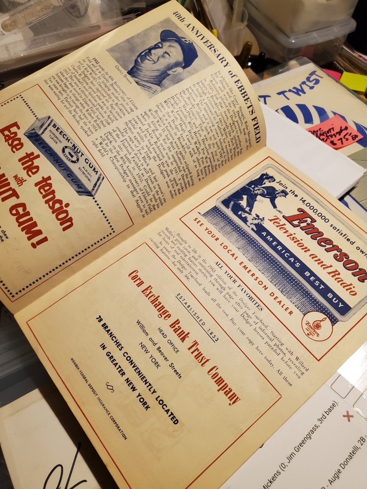 1953 Brooklyn Dodgers Program Jackie Robinson Base Hit Rare Vintage