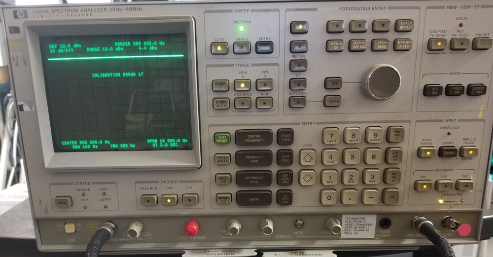 HP3585A Spectrum Analyzer WORKING INSTRUMENT with Cal errors. Var. Sweep source