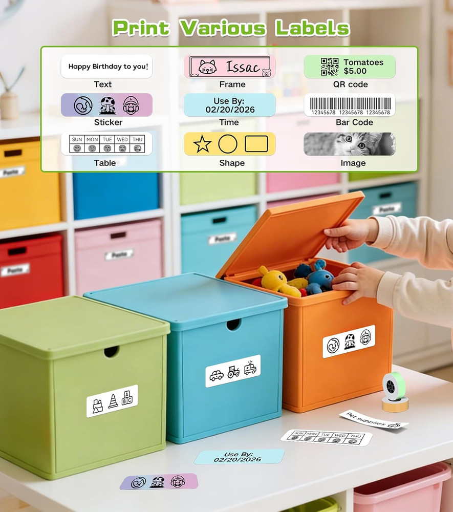 Label Maker Machine with Tape, X1 Portable Bluetooth Mini Label Printer, Support