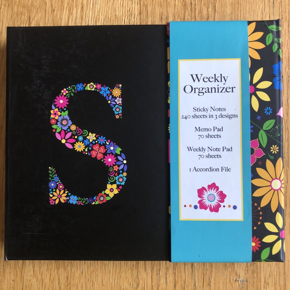 WEEKLY ORGANIZER STATIONERY NOTE PAD BOOK UNDATED STICKY NOTES “S”MONOGRAM