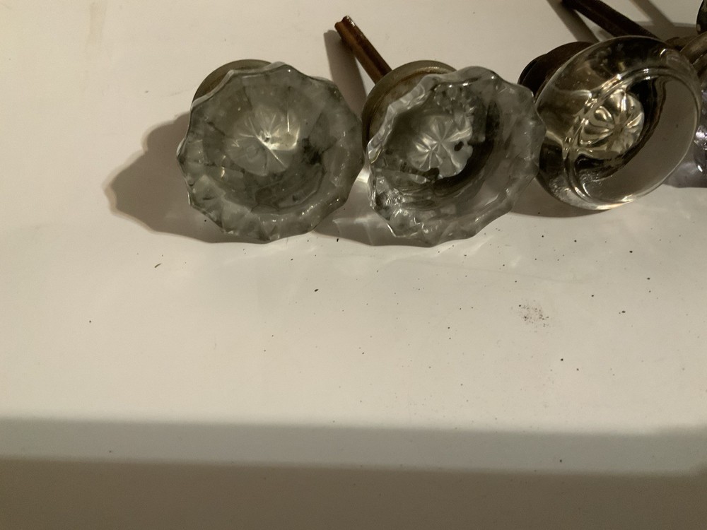 6 Different Clear Crystal Glass Door Knobs Old
