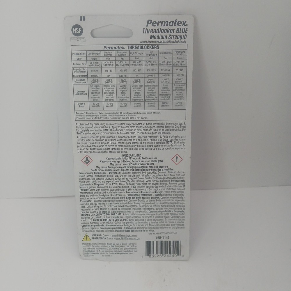 Permatex 24240 Blue Threadlocker Medium Strength Thread locker NIP