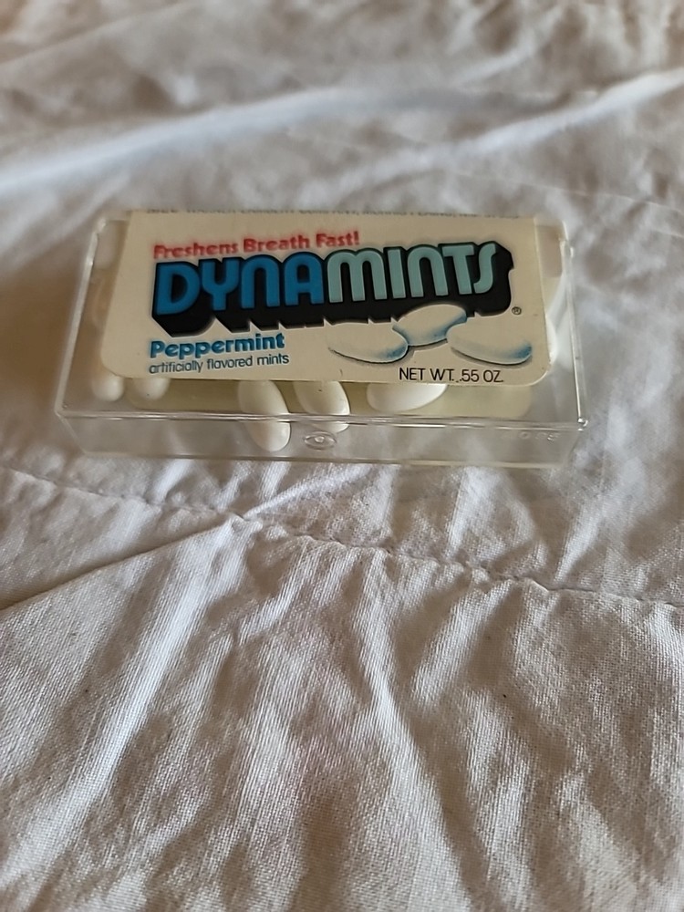 RARE Vintage 1970s Dentyne DYNAMINTS Container RETRO CANDY Peppermint .55 Oz