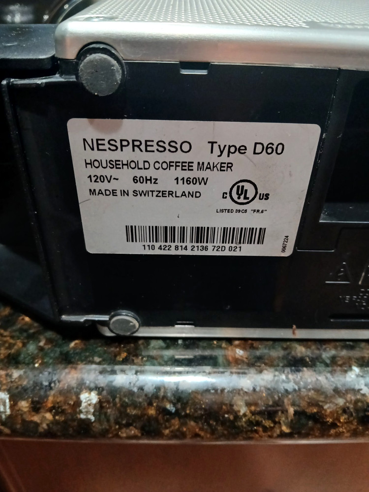 Nespresso Type D60 (Pixie) Coffee Espresso Machine Maker Brushed Aluminum