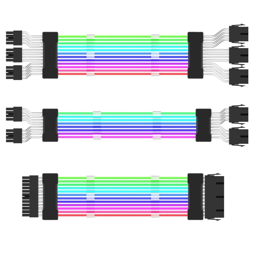 Computer ARGB Sync PSU Power Supply Extension Cable Kit ATX 24PIN VGA GPU PCI-E