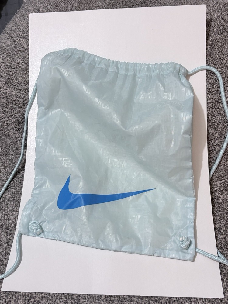NIKE Drawstring Cleat Shoe Backpack Bag Pastel Blue White Straps
