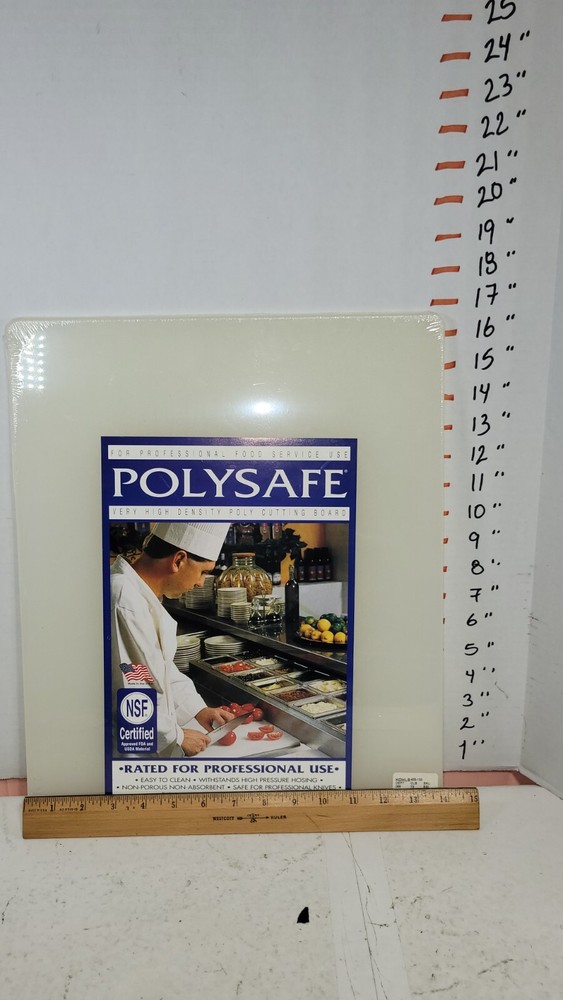 NSF Polysafe Cutting Board with Handle, 14 by 17 Inches, White