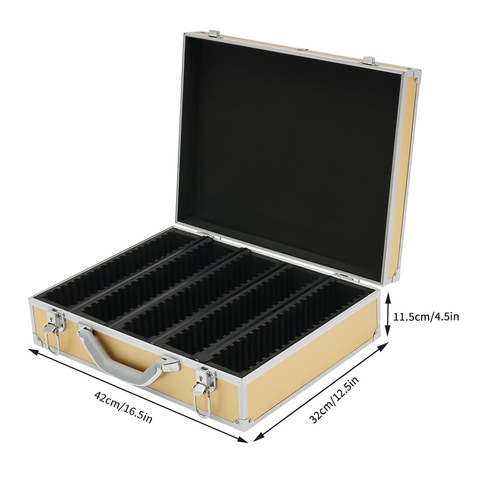 Aluminum Display Box Lockable 100 Silver Dollar Coins Holders Storage Case+2Keys