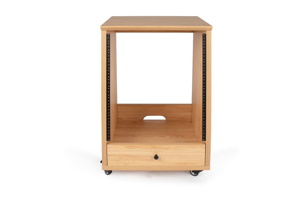 Gator Elite Series 12U Angled Studio Rack with Locking Casters - Maple Finish