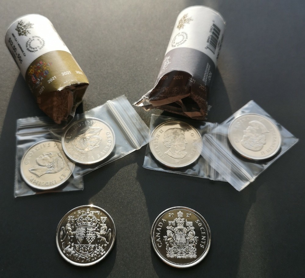 *** 2021 CANADA 50 CENTS COMBO *** FROM MINT ROLLS *** TWO COINS ***