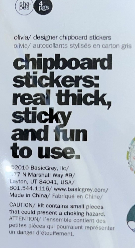 Basic Grey Designer Chipboard Christmas Alphas Real Thick Sticky Chip Sticker 4p
