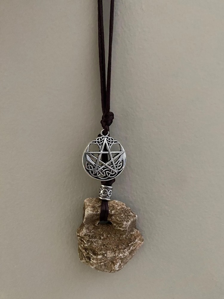 Hag Stone Pentacle Wall Hanging, Protection Amulet