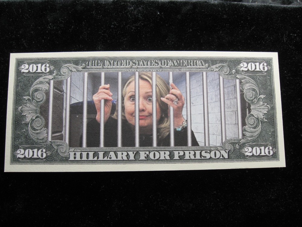 Hillary Clinton Behind Bars Novelty currency note 6" x 2 1/2" (6)