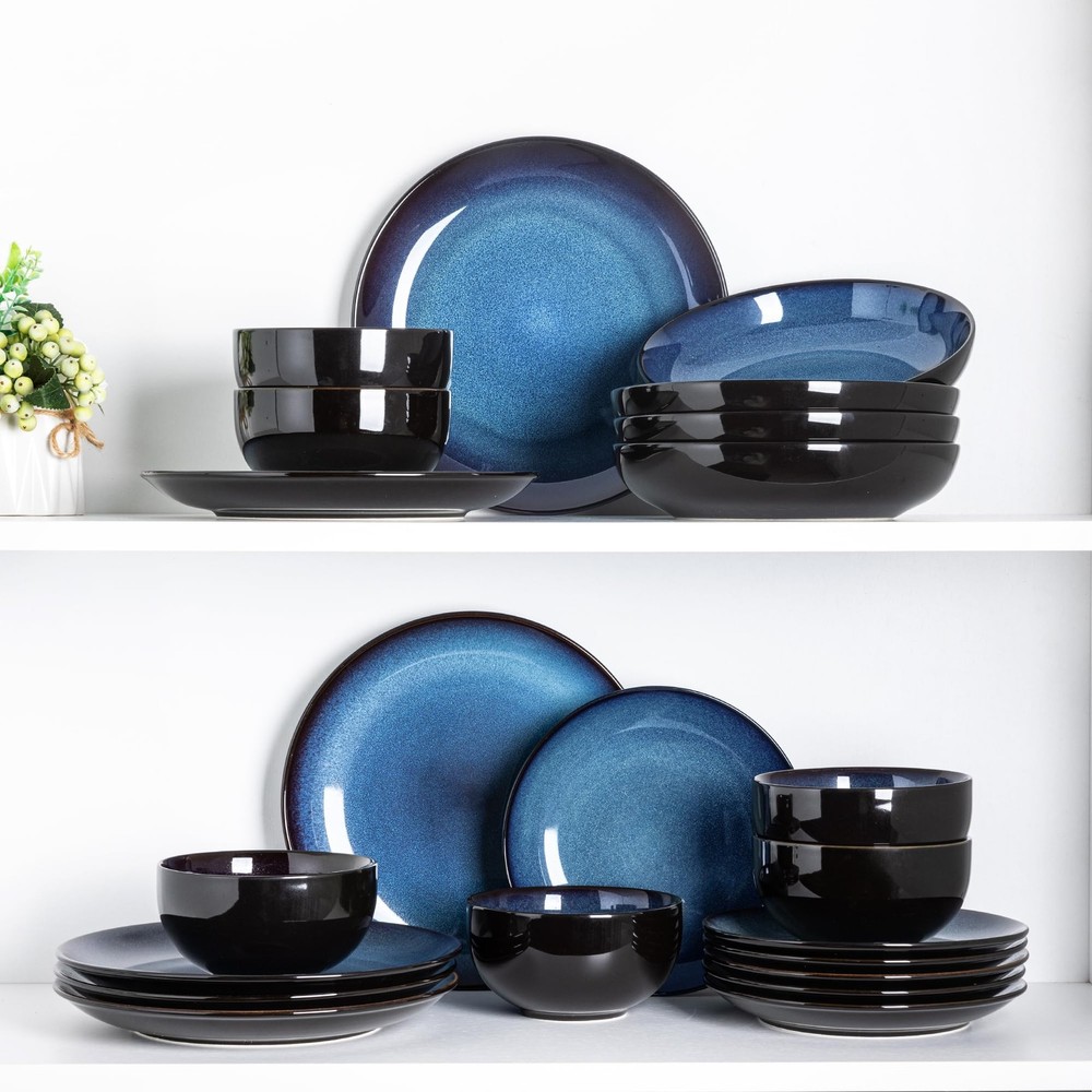 Ceramic Dinnerware Sets for Dreamy Moonlight-Blue Service for 4-12pcs