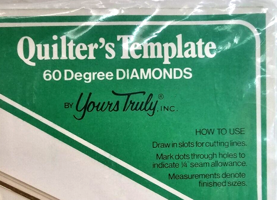 NOS Quilter's Yours Truly Template 60 Degree DIAMONDS