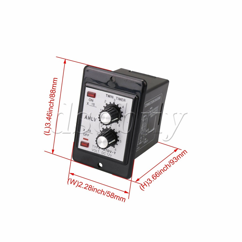 DC 12V Delay Timer Repeat Cycle Time Relay Adjustable 0-6s 5A Contact