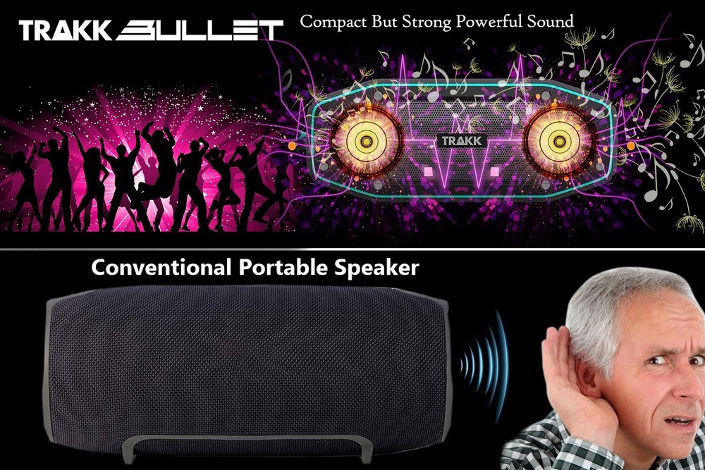 TRAKK BULLET Waterproof Bluetooth Speaker Featuring Next Generation MaxBass -