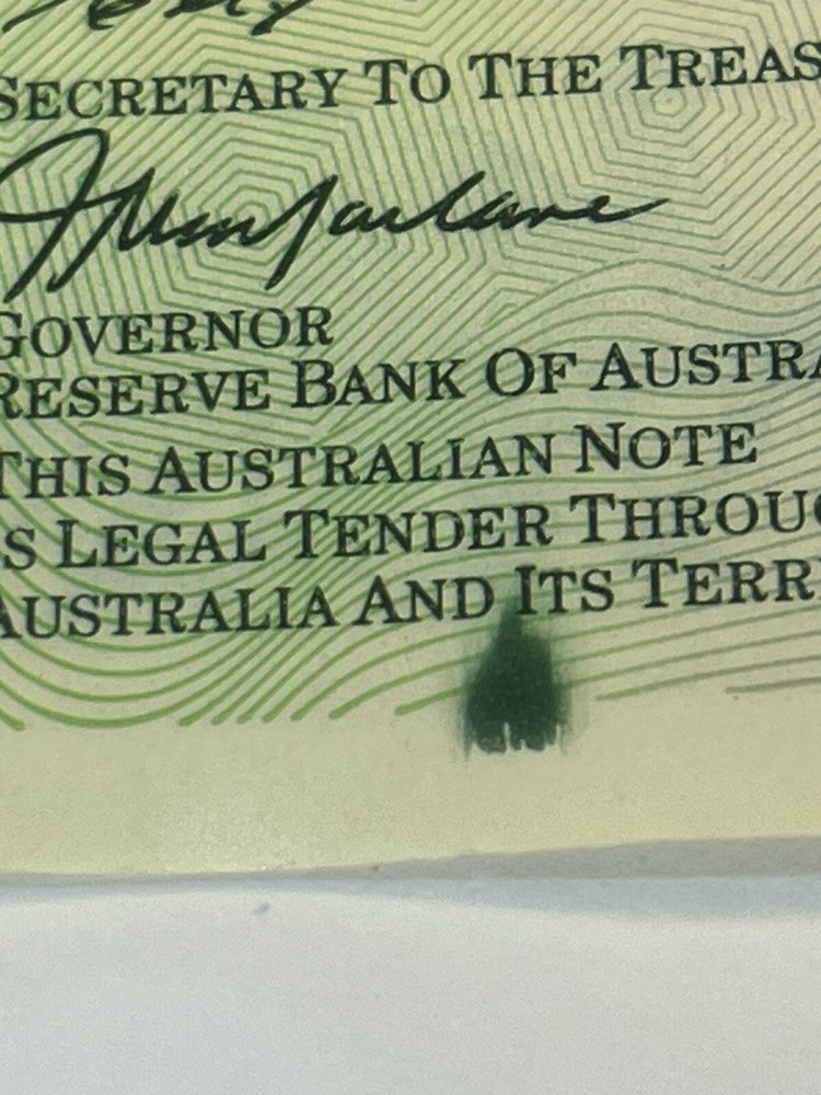 Very Rare,Print Error 1999 $100 Note , MacFarlane/Evans Print Error .