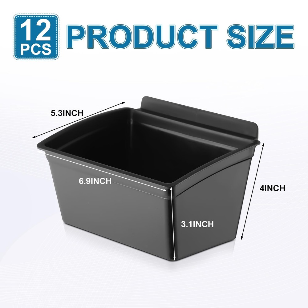 12 Pcs Storage Bin Plastic Slatwall Bins Slatwall Organizer Containers Black