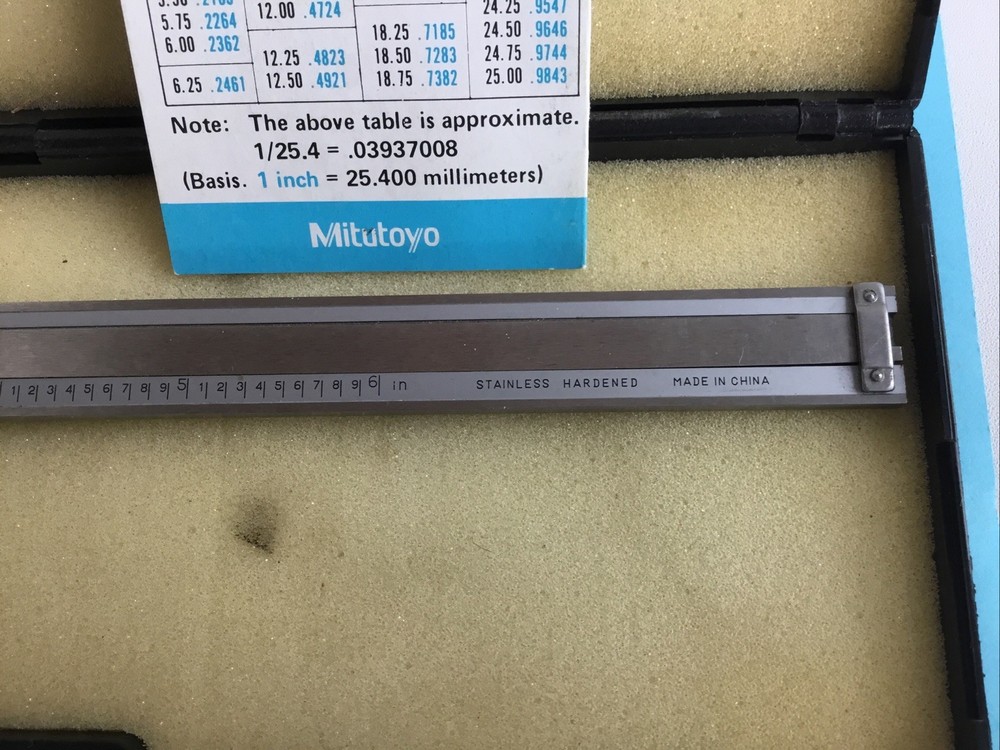 Dial Caliper 6" Calibrated .01" with Case includes Mitutoyo conversion card EUC