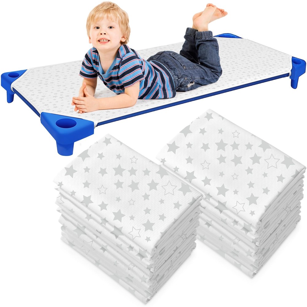 6 PCS 24x51 Inch Cot Sheets Daycare Toddler Nap Mat Star Pattern Fitted Bed