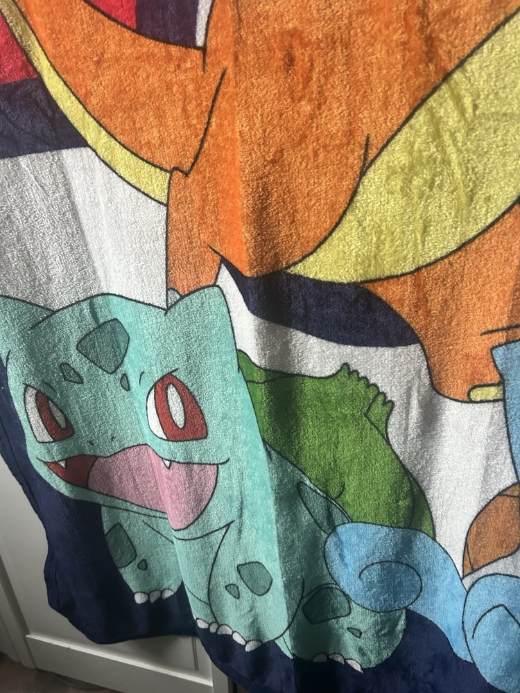 Pokemon Kids' Plush Throw Blanket Pikachu Bulbasaur Charizard Squirtle Navy Blue