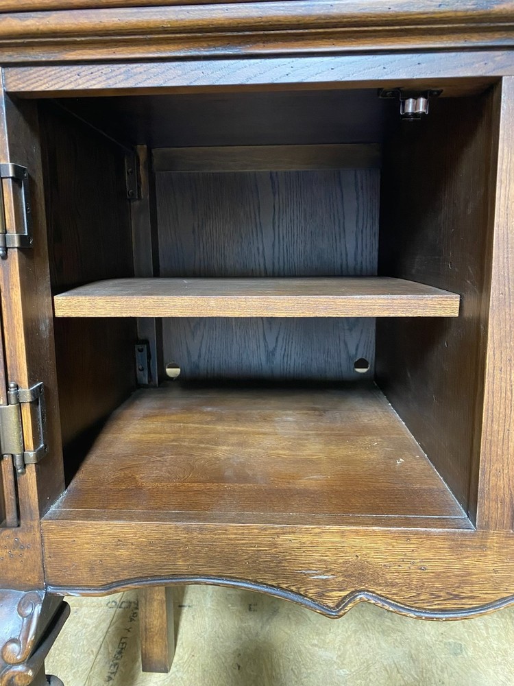 Vintage style solid oak sideboard table with carved details