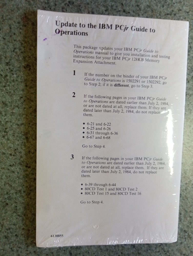 IBM PCjr Hardware Reference Library Guide to Operations 1983 First Edition. LOOK