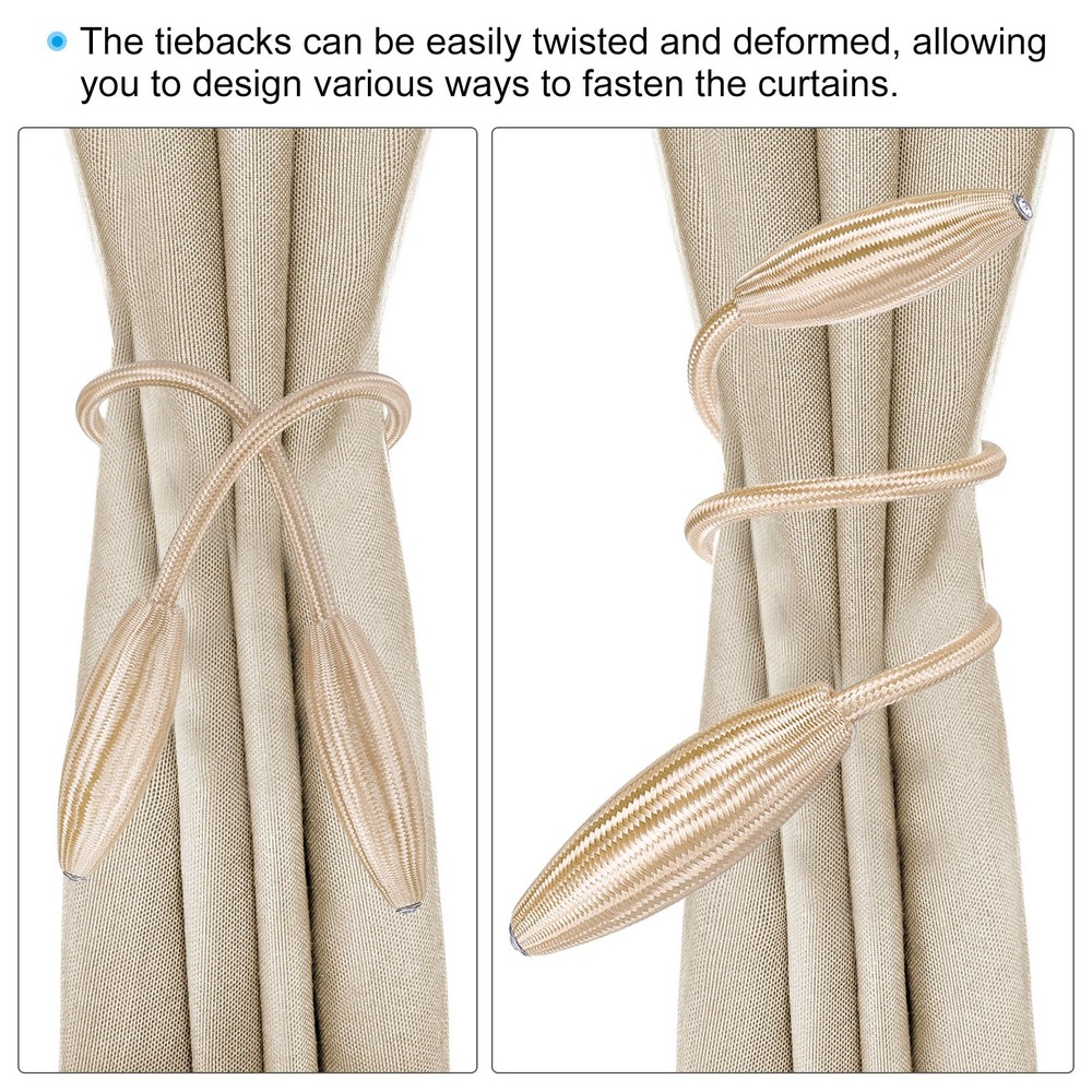 2Pcs Curtain Tiebacks Clips Decorative Window Drape Twist Tie Backs, Pink
