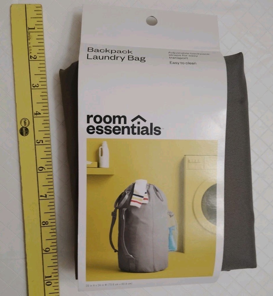 Room Essentials Backpack Laundry Bag gray w/ Straps Adjustable 29” H 24”W Dorm