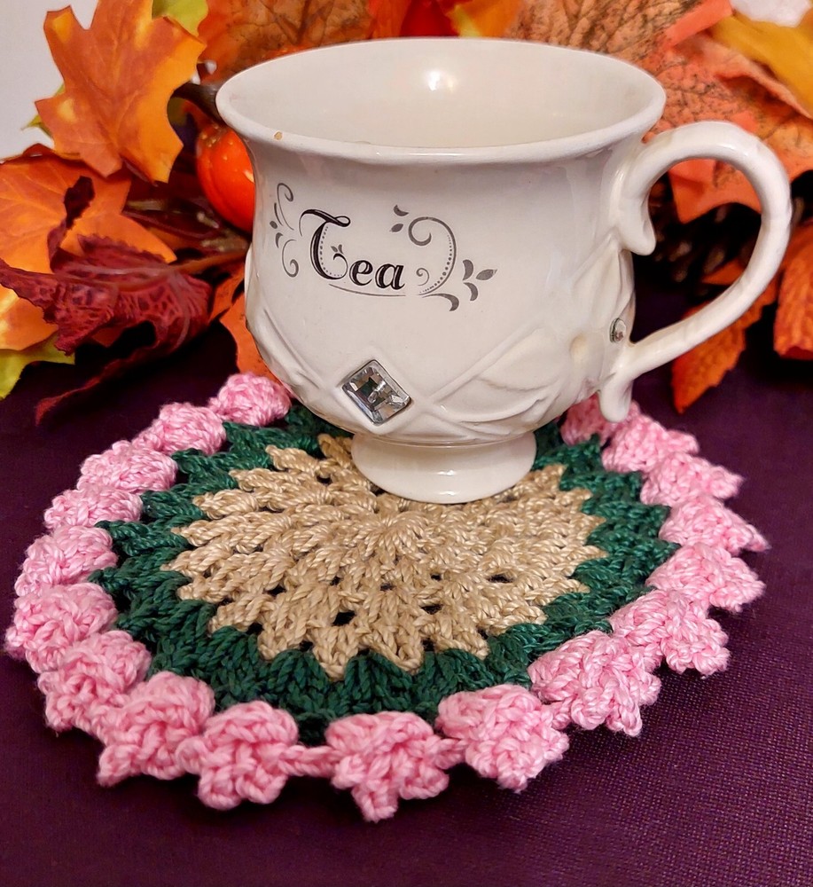 6 Coasters Coasters For Drinks 100% Cotton Multicolor Handmade Decor