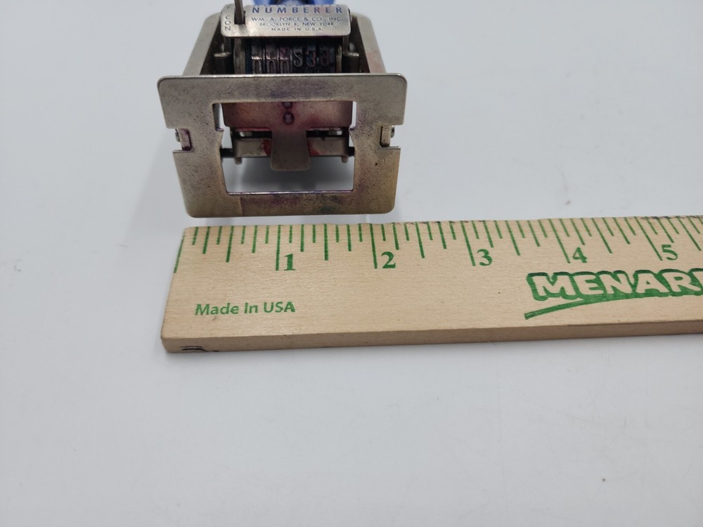 Force Model 150 Automatic Numberer Machine 6 Wheel Stamper Blue Made In USA