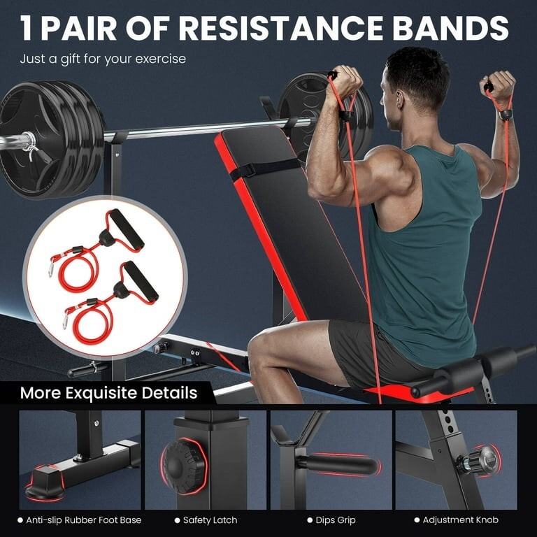 Folding Weight Bench Max Load 600lbs Adjustable Bench Press Full Body Workout US