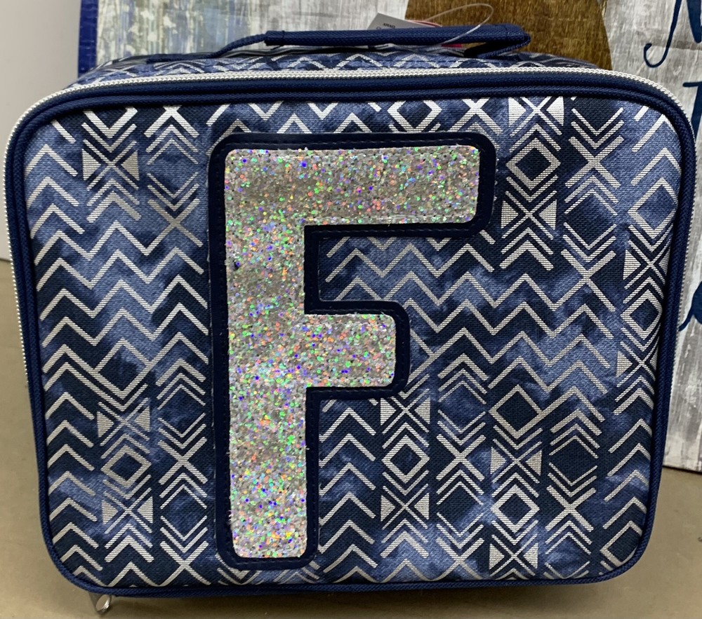 JUSTICE LUNCHBOX INITIAL “F” DENIM AZTEC SHIMMER