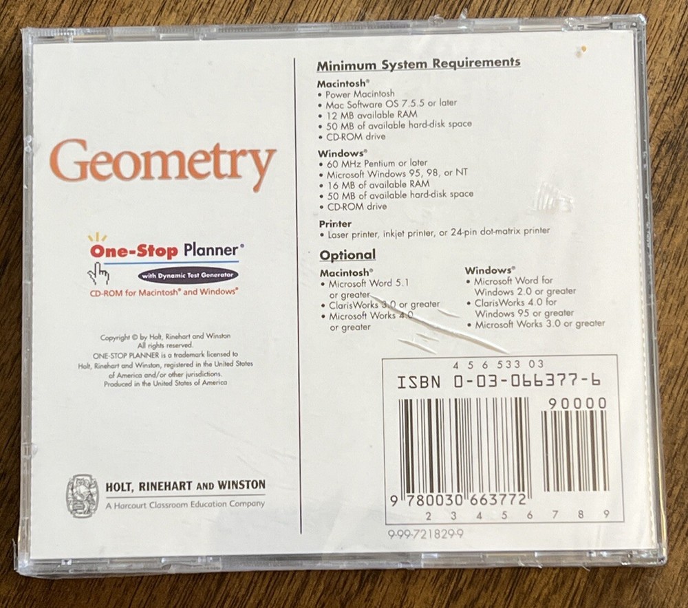 One-Stop Planner Geometry [CD-ROM] Mac & Win Compatible Dynamics Test Generator