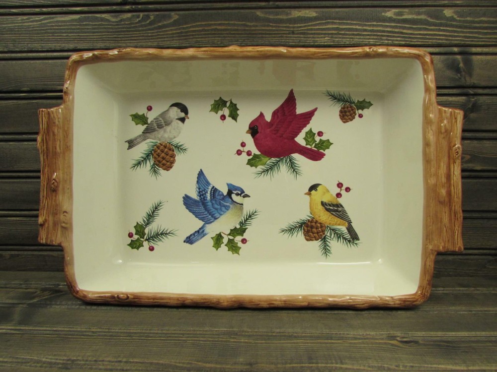 Knollwood by Sonoma Home Rectangular Baker Various Bird Centers Brown Trim