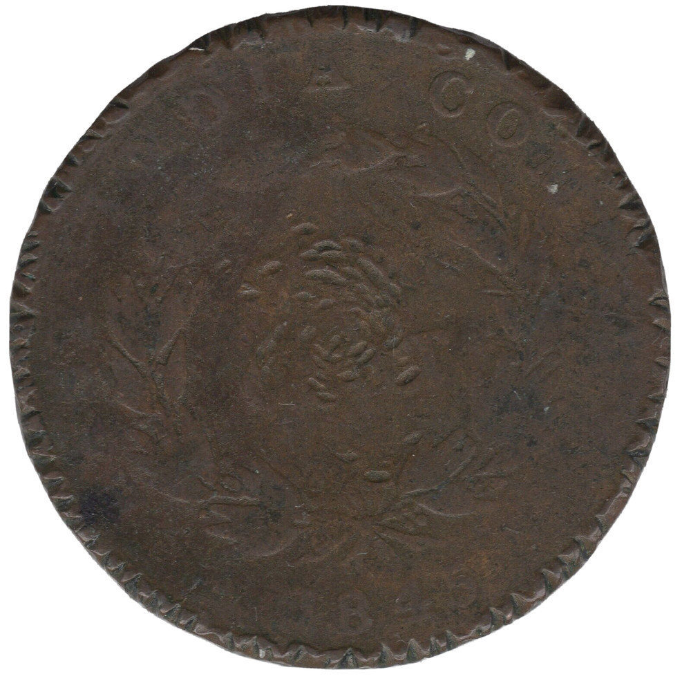 1845 Straits Settlements One Cent Coin – Modified Edge